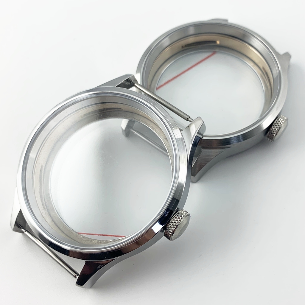 Bronze Case Watch - Goutent 43mm Silver Brushed/Polished Watch Case