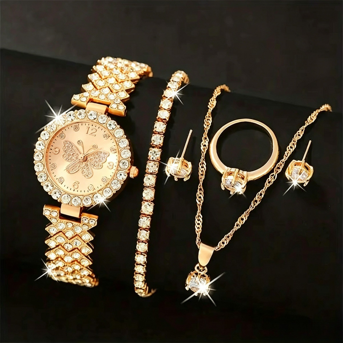 Luxury Watch Case Travel - 6PCS/Set Luxury Rhinestone Butterfly Women Quartz