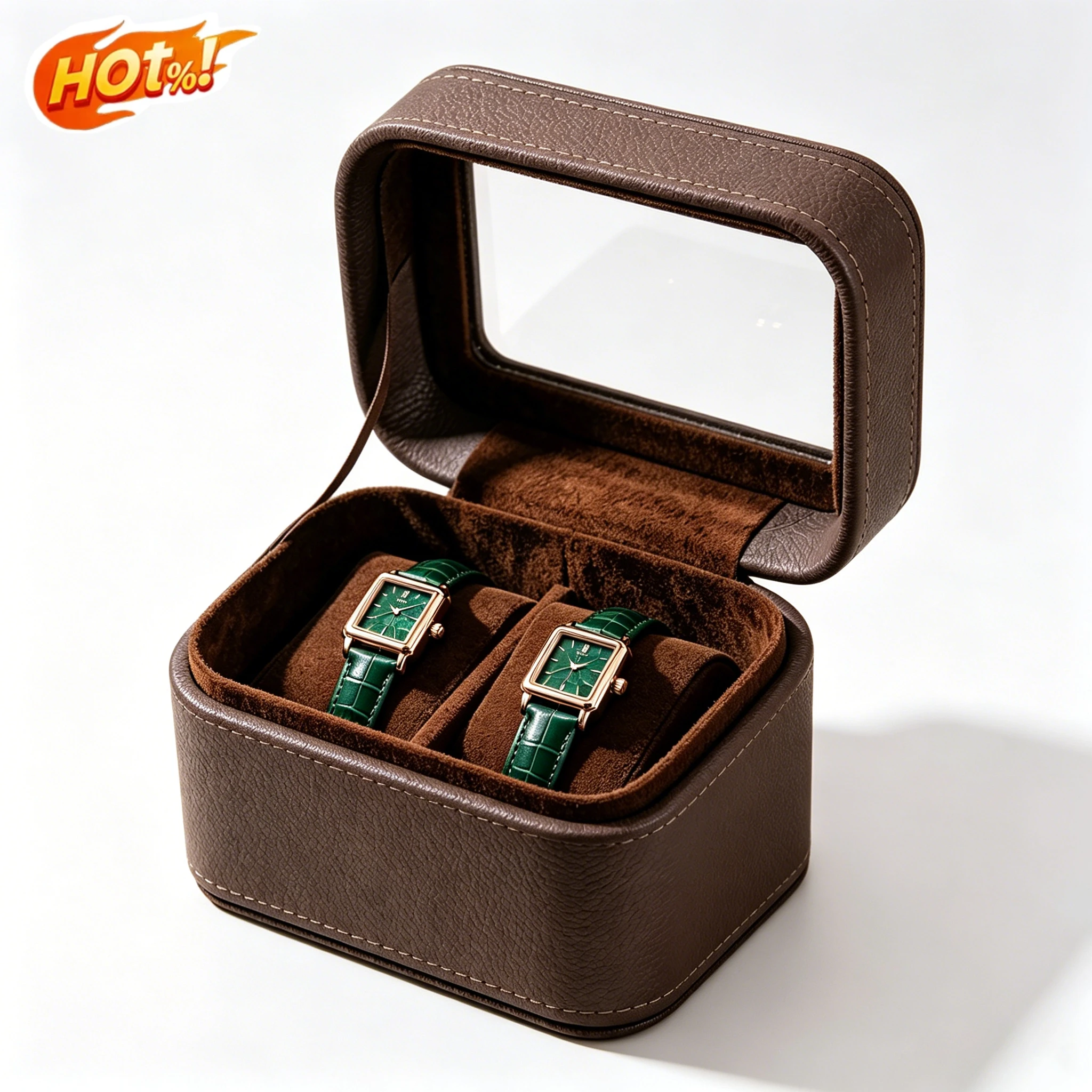 Luxury Watch Case Travel - Portable Watch Storage Box 2 Slot