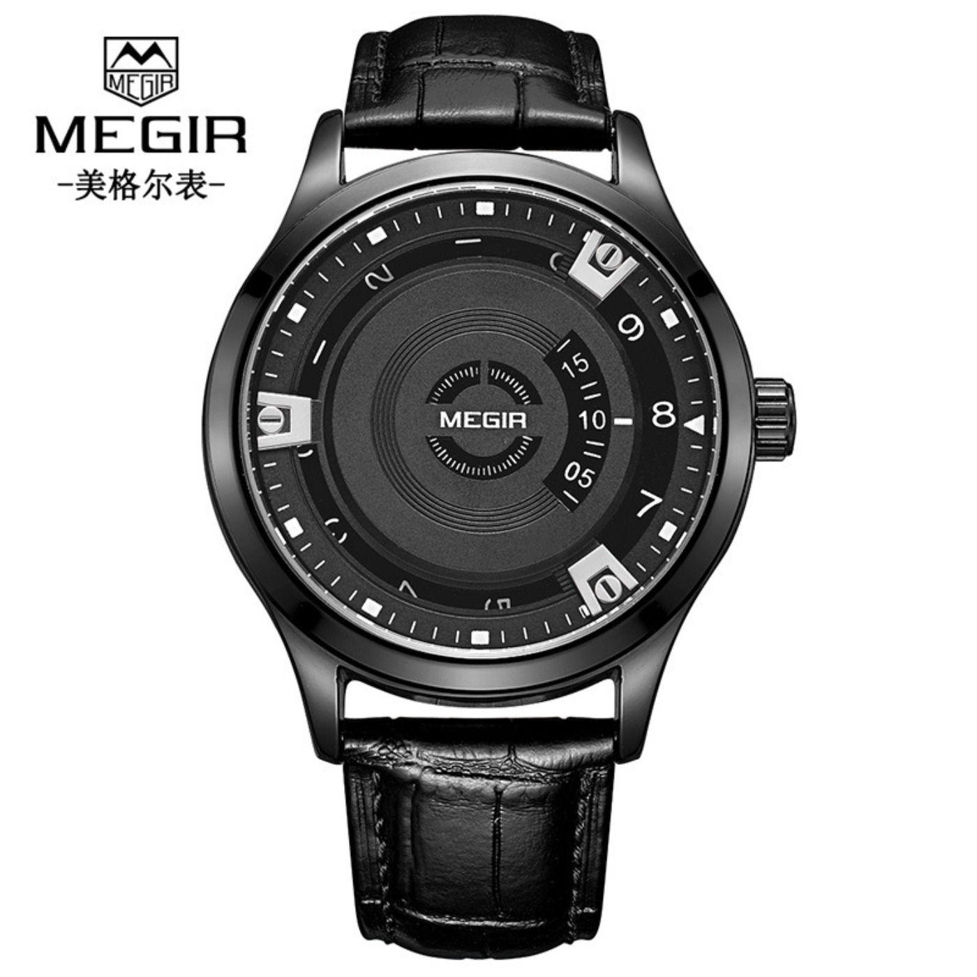 Luxury Watch Leather Strap - MEGIR Men Watches Luxury Leather Strap