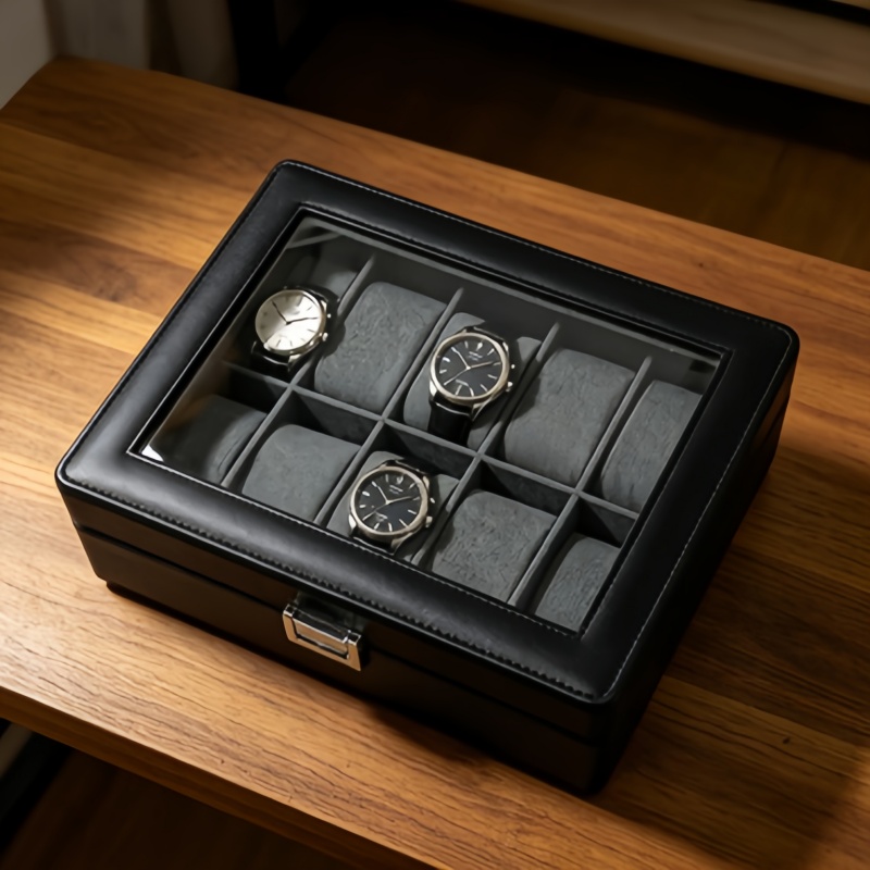 Luxury Watch Collection Box - 10 Grid Watch Display Case Leather