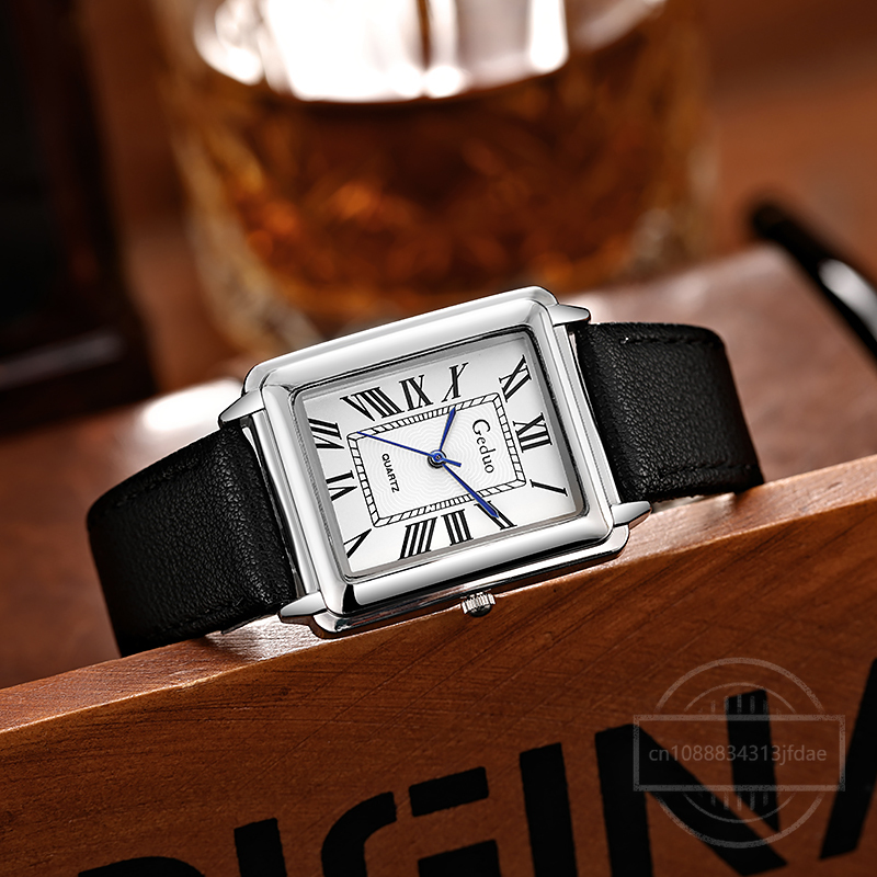 Luxury Watch Leather Strap - New Fashion Designer Rectangle Dial Quartz