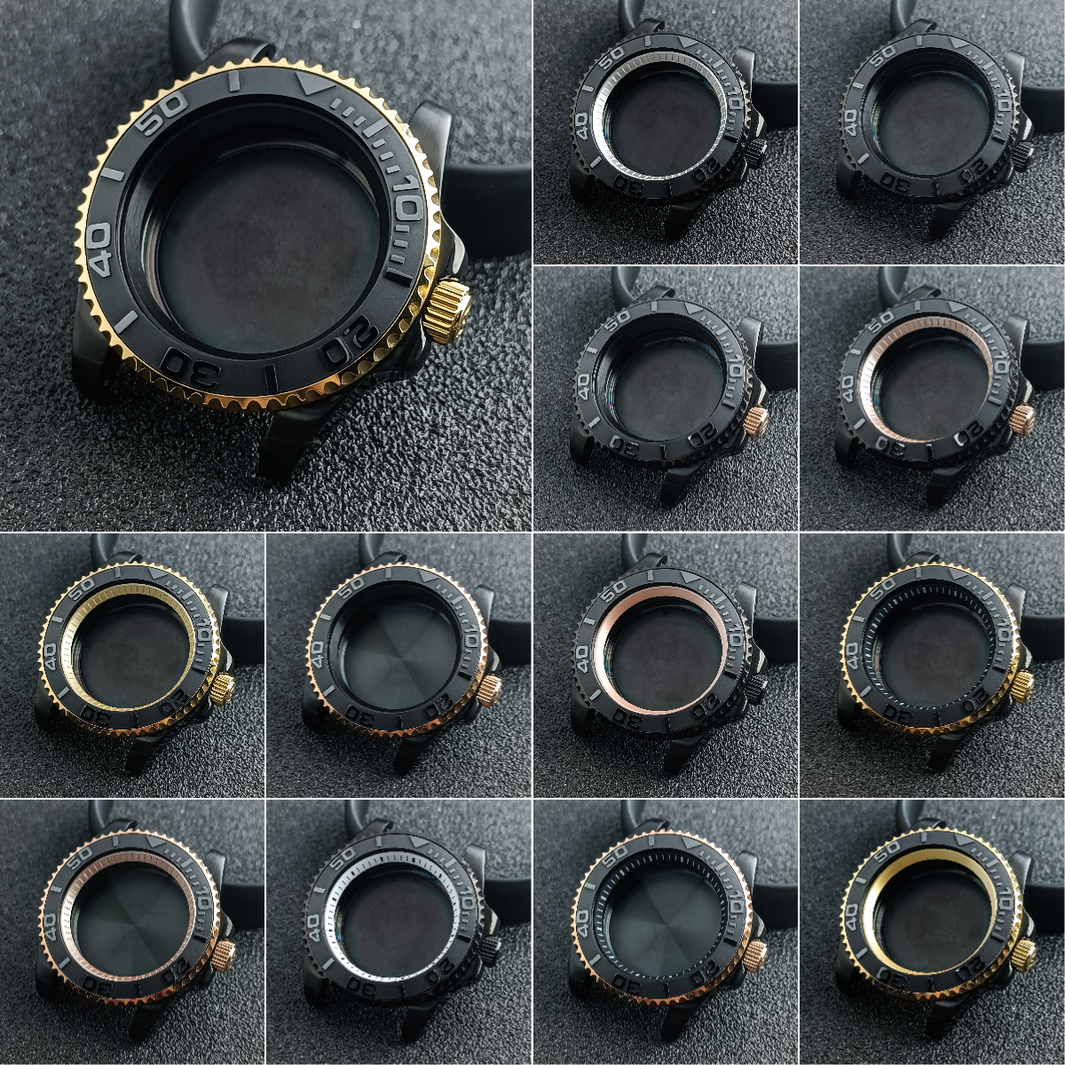 Bronze Case Watch - NH35 Case 40.5mm black gold/rose GMT