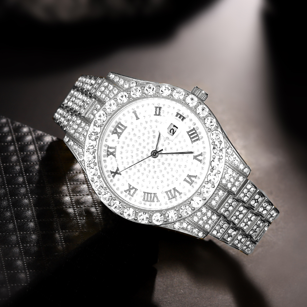 1 Hip-hop Full Diamond Silver  - Luxury Watch Price 리뷰 및 가격