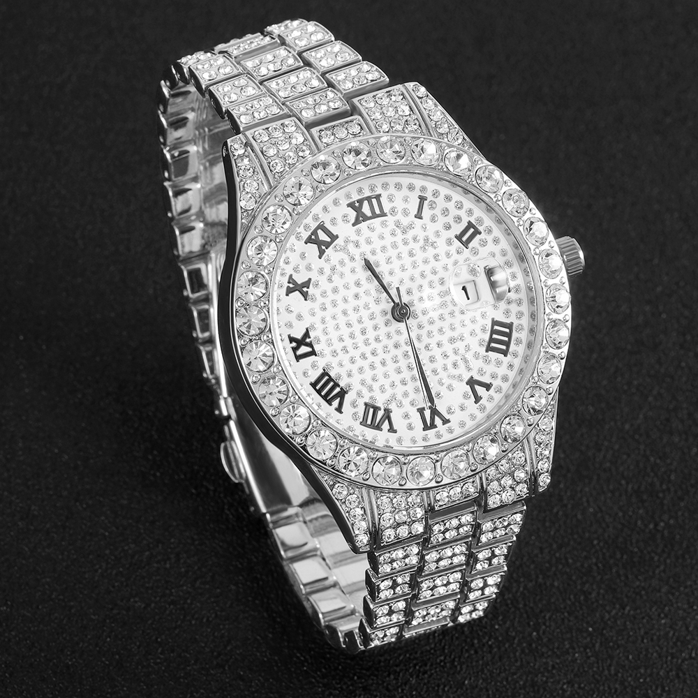 1 Hip-hop Full Diamond Silver  - Luxury Watch Price 리뷰 및 가격