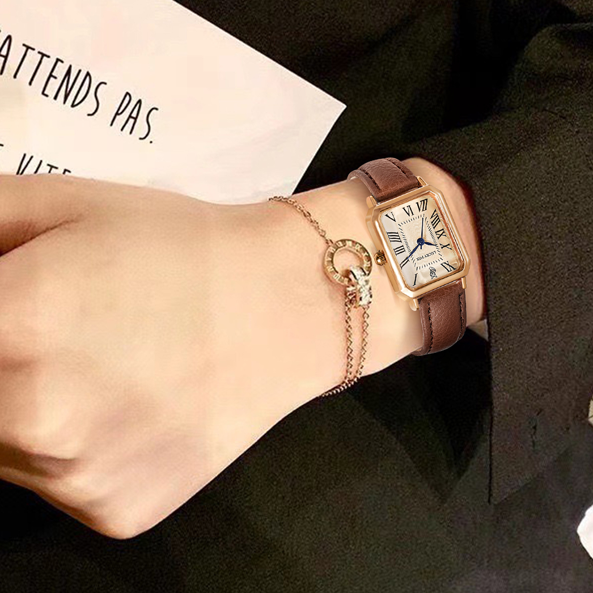 LUCKY FOX 2PCS Light Luxury Gi - Luxury Watch Leather Strap 리뷰 및 가격