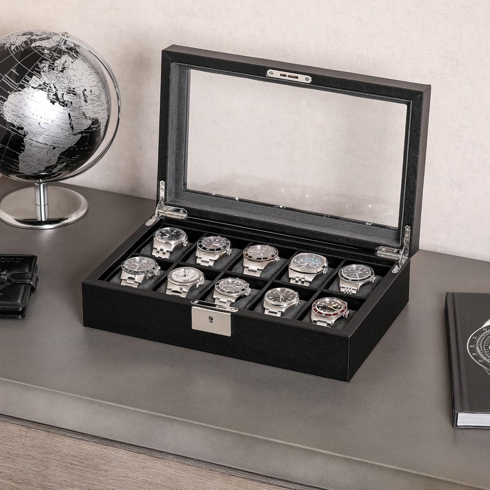 10 Slot Locking Leather Watch  - Luxury Watch Display Case 리뷰 및 가격