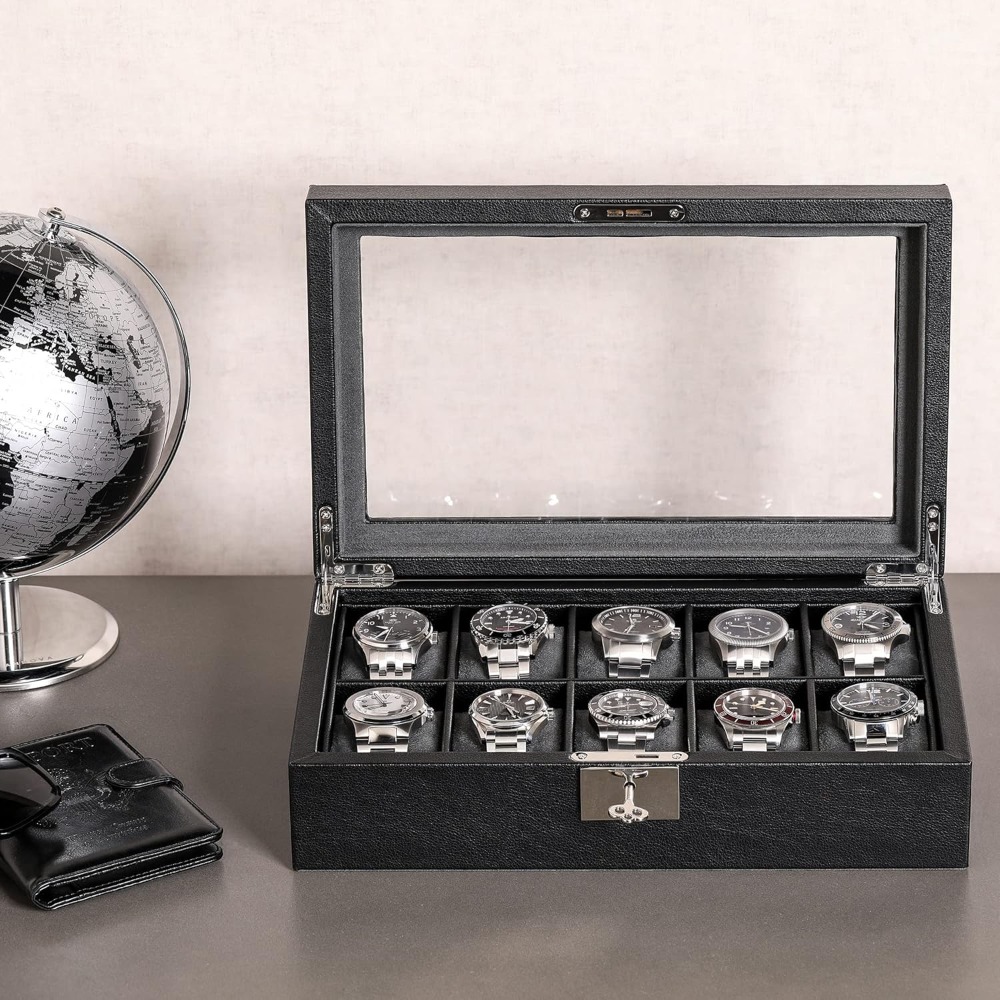 10 Slot Locking Leather Watch  - Luxury Watch Display Case 리뷰 및 가격