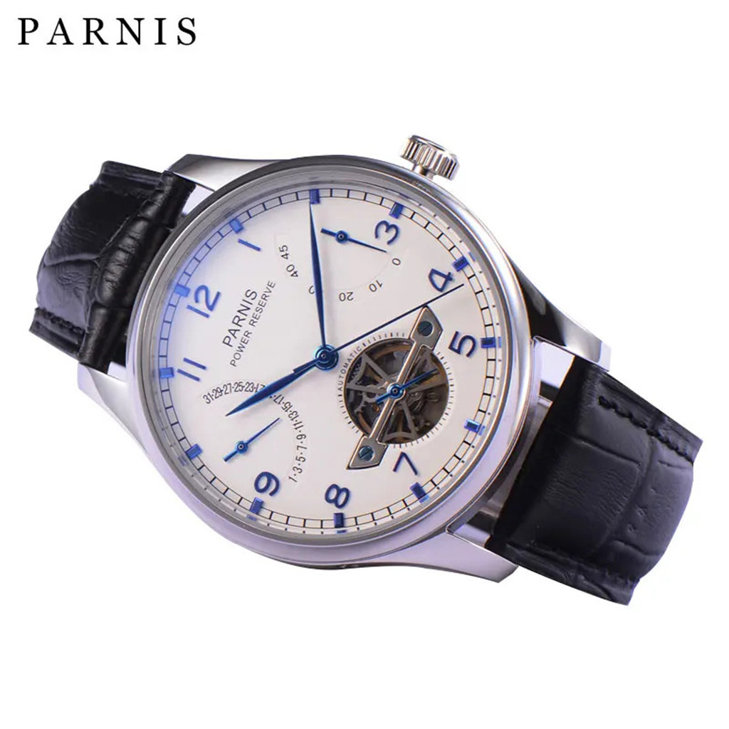 Parnis 43mm Luxury Power Reser - Luxury Watch Leather Strap 리뷰 및 가격