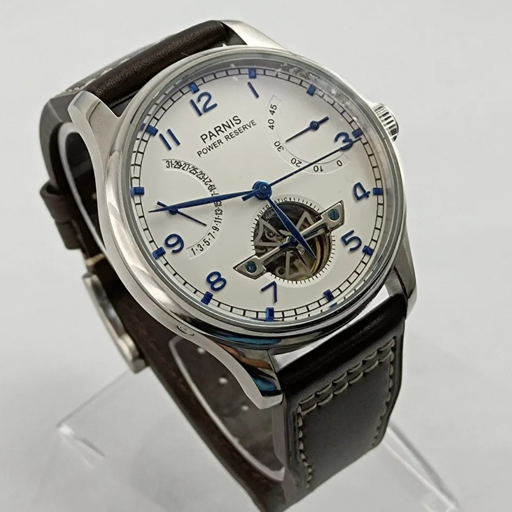 Parnis 43mm Luxury Power Reser - Luxury Watch Leather Strap 리뷰 및 가격