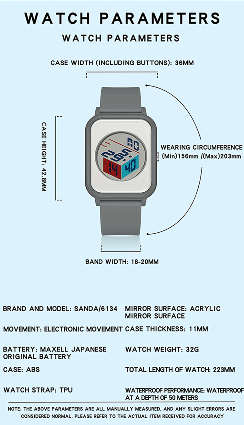 Sanda 6134 3D dial watch, male - Luxury Watch Shop 리뷰 및 가격