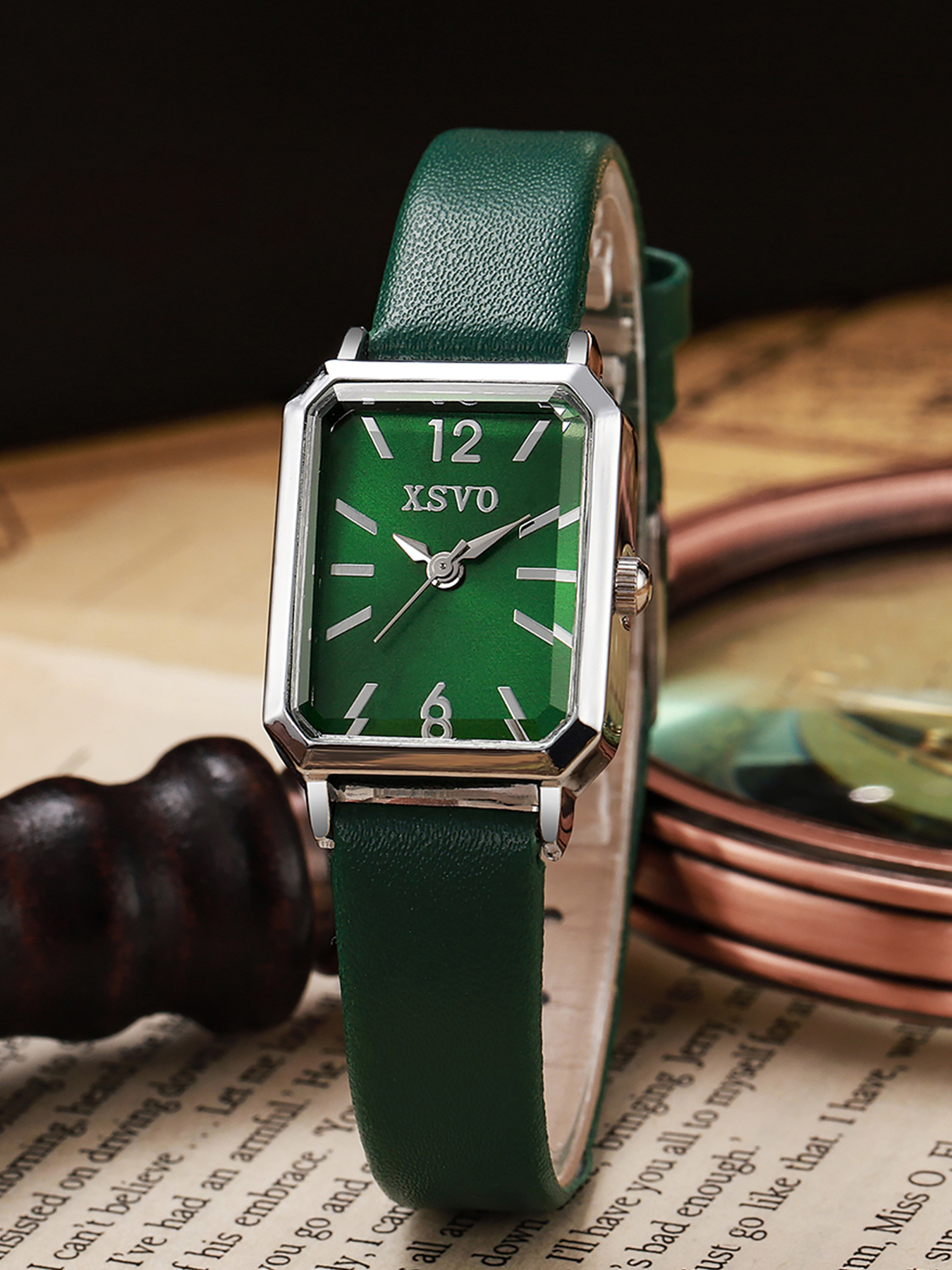 Vintage Silver Square Women's  - Luxury Watch Leather Strap 리뷰 및 가격