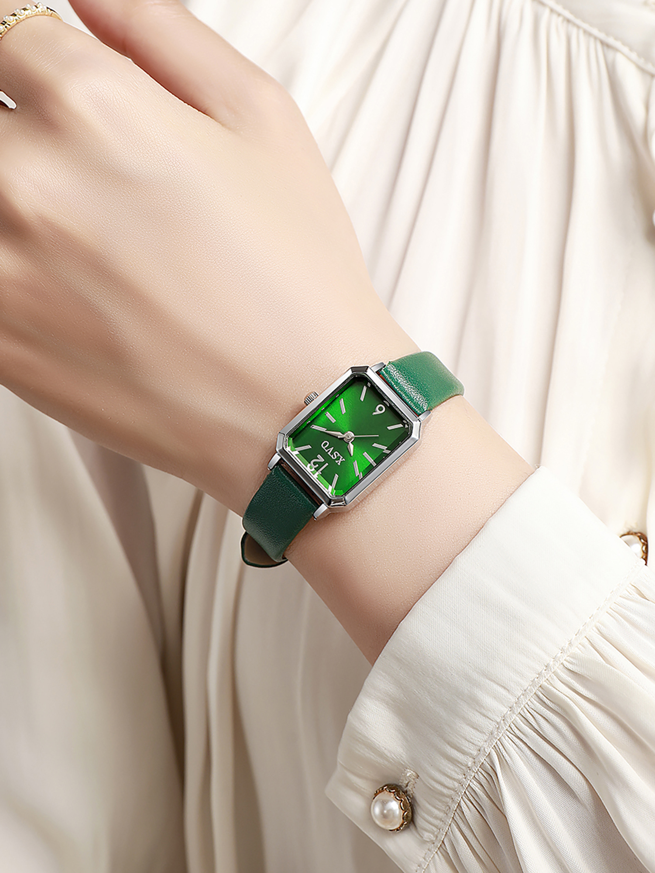 Vintage Silver Square Women's  - Luxury Watch Leather Strap 리뷰 및 가격