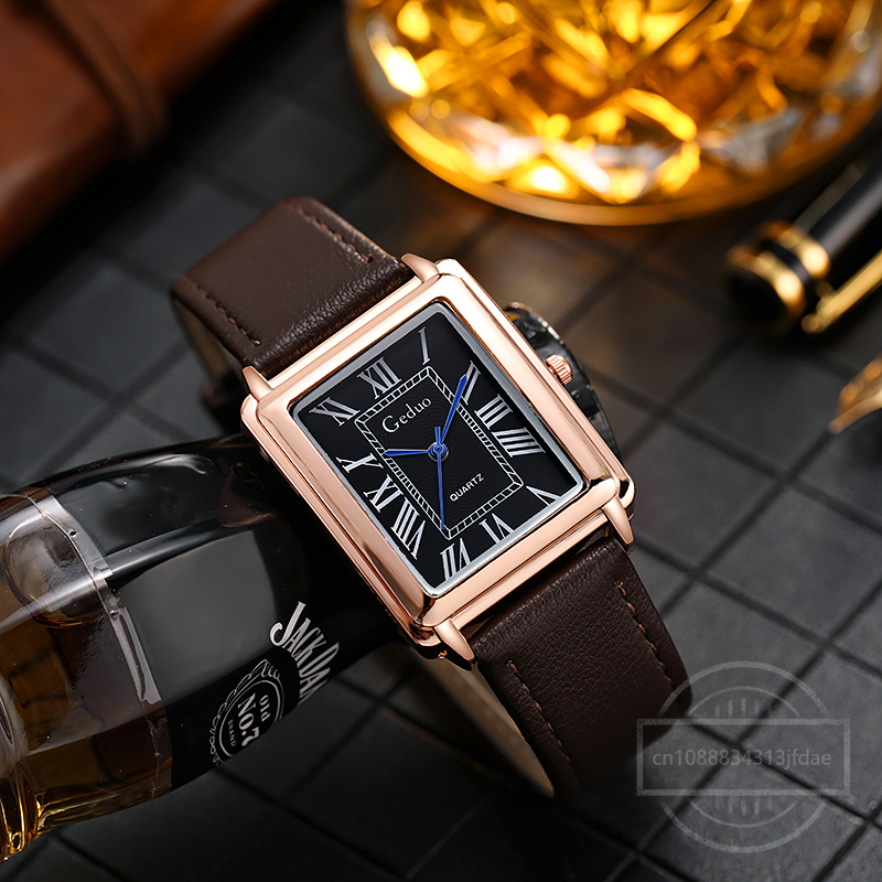 New Fashion Designer Rectangle - Luxury Watch Leather Strap 리뷰 및 가격