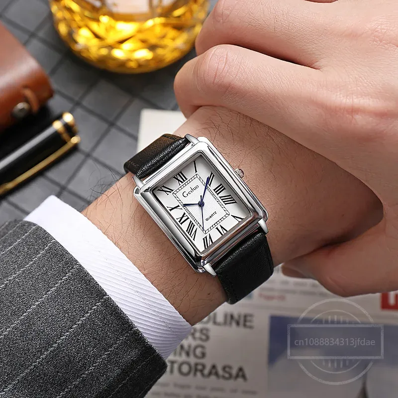 New Fashion Designer Rectangle - Luxury Watch Leather Strap 리뷰 및 가격