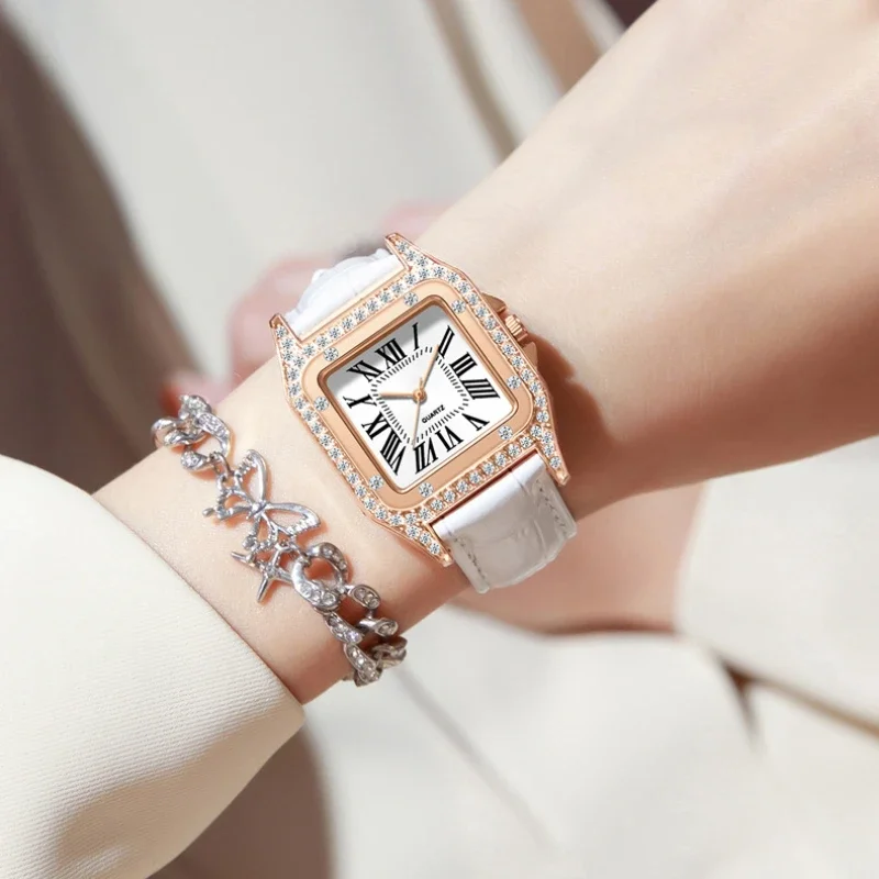 Square Dial Women's Watch Quar - Luxury Watch Leather Strap 리뷰 및 가격