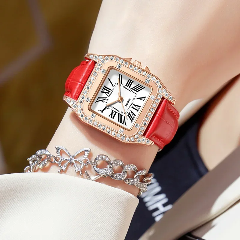 Square Dial Women's Watch Quar - Luxury Watch Leather Strap 리뷰 및 가격