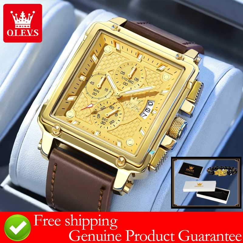OLEVS brand mens watches water - Luxury Watch Leather Strap 리뷰 및 가격