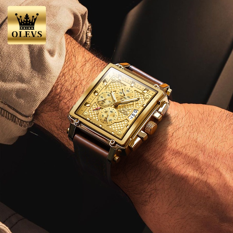 OLEVS brand mens watches water - Luxury Watch Leather Strap 리뷰 및 가격