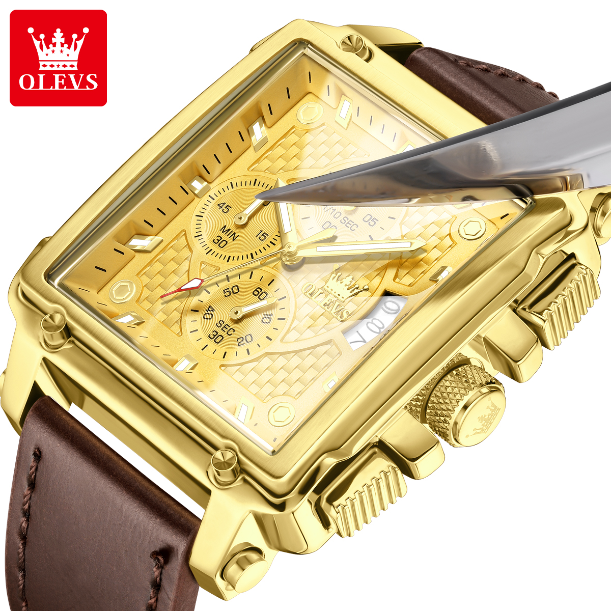 OLEVS brand mens watches water - Luxury Watch Leather Strap 리뷰 및 가격